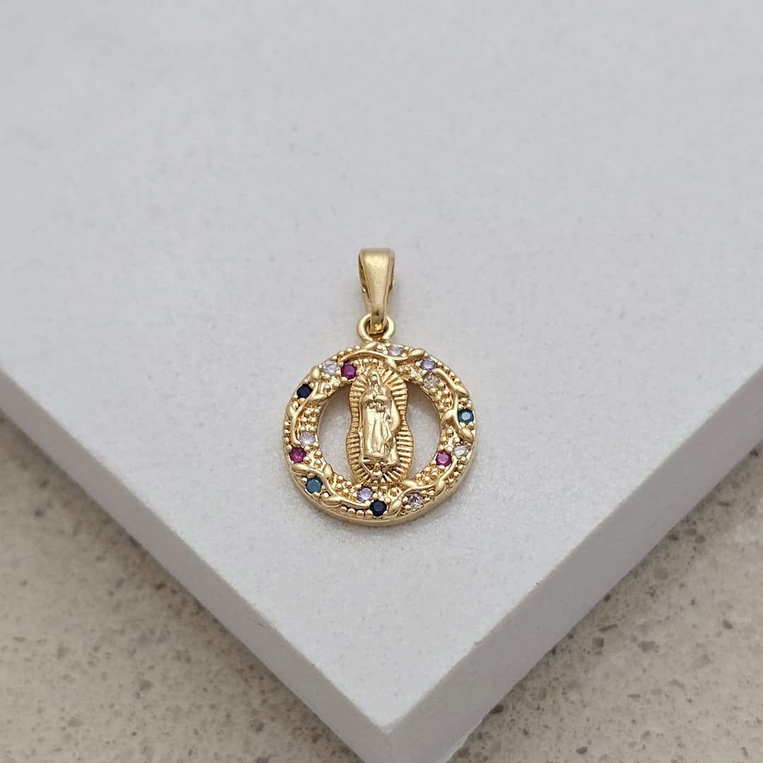 DIJE REDONDO MICROCIRCON GUADALUPE CENTRO